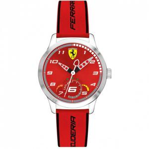 Ferrari Boys Pitlane Stainless Steel Quartz Watch with Silicone Strap, Red, 16 Model 0860004