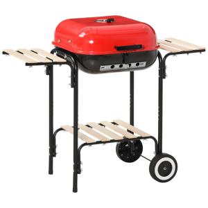 Churrasqueira a Carvão Portátil serve até 7 Pessoas, OUTSUNNY, Vermelho