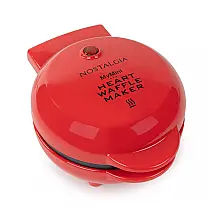 Mini Máquina de Waffle Antiaderente em Forma de Coração, 110v, NOSTALGIA, Vermelho