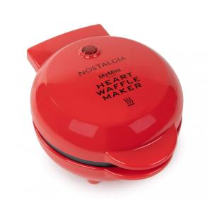 Mini Máquina de Waffle Antiaderente em Forma de Coração, 110v, NOSTALGIA, Vermelho