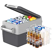AJ30 Mini Geladeira Automotiva Portátil, DC 12 24V, AC 110, 30L com porta latas, 220v, SETPOWER AJ30G, Cinza