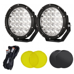 Farol de Milha LED OFF Road com 32000 Lúmens e Luz Branca e Spot Âmbar IP68 12V a 24V, 210W, 2Un, BIGLIONX, Preto