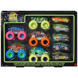 Conjunto 10 Veículos Monster Trucks e Carros, Escala 1:64, para Crianças Acima de 4 Anos, Hot Wheels