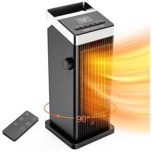 LERIZOM Aquecedor Elétrico com Termostado e 4 Modos e Temporizador de 12H, 110V, 1500W, Preto