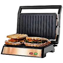 Ovente GP0620CO Sanduicheira Elétrica Antiaderente 2 Fatias, Aço Inox, 110V, 1000W, Laranja