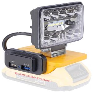 Lanterna Luz de Trabalho LED Portátil 2280 Lúmens Bateria 20V não Inclusa, X ADAPTER DW PD, GZD, Amarelo