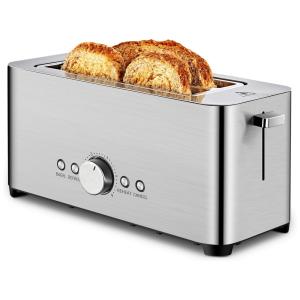 Torradeira Elétrica de 4 Fatias com 6 Níveis de Tostagem, Aço Inoxidável, 110V 1300W, REDMOND, Prata