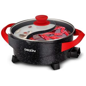 Panela Eétrica Antiaderente 5L Multifuncional com Tampa de Vidro Temperado, 1500W, 110v, DEZIN DZ950, Preto