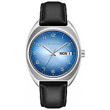 Relógio Masculino Retro Quartzo em Aço Inoxidável com Pulseira de Couro, CARAVELLE 43C119, Prateado
