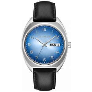 Relógio Masculino Retro Quartzo em Aço Inoxidável com Pulseira de Couro, CARAVELLE 43C119, Prateado