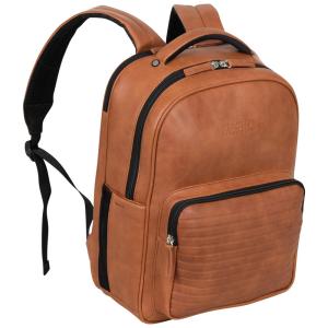 Kenneth Cole Mochila Antifurto RFID de Couro Vegano para Laptop Marrom