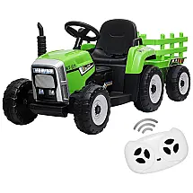 Trator Elétrico Infantil 1 Assento com Controle Remoto, Luz LED, Bateria 12V 35W, Nasitip, Verde