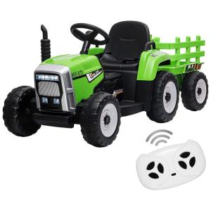 Trator Elétrico Infantil 1 Assento com Controle Remoto, Luz LED, Bateria 12V 35W, Nasitip, Verde