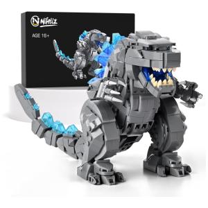 Kit de Construção Dinossauro Gvdzilla com 853 Peças, Nifeliz, Cinza e Azul