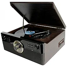 DL Vitrola Toca-Discos Vinil 3 Velocidades com Bluetooth, Alto-Falantes Integrados, USB e Rádio FM