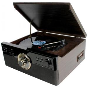DL Vitrola, Toca Discos Vinil 3 Velocidades c, Bluetooth Alto Falantes USB Rádio FM