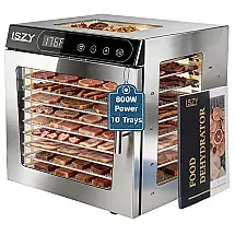 Desidratador de Alimentos Lszy Prateado 10 Bandejas 800W 120V Inox Timer 24H Controle Temperatura