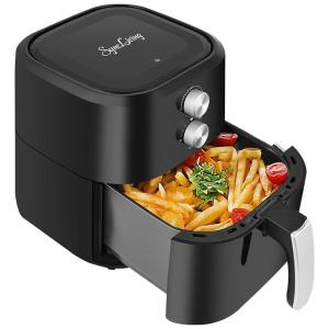 Fritadeira Elétrica AirFryer Elite Gourmet 4.8L com Temperatura Ajustável e Temporizador, 110v, SYNC LIVING, Preto