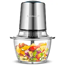 Processador de Alimentos, Mini 400W Tigela 1,5 L, 2 Velocidades, MOSAIC, Prateado