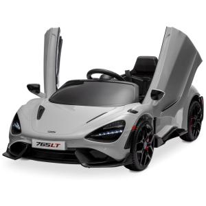 Carro Elétrico Infantil McLaren 765LT com 2 Velocidades, Controle dos Pais, Portas Hidráulicas, Partida Suave, 12V, Kidzone, Cinza