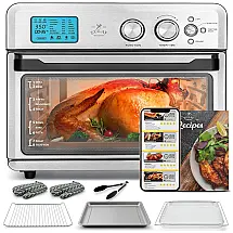 Forno Elétrico de Bancada 25 Litros com 21 Funções Incluindo Rotisserie, Aço Inoxidável, 110V 1800W, Zulay, Prata