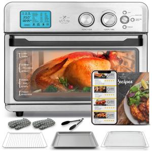 Forno Elétrico de Bancada 25 Litros com 21 Funções Incluindo Rotisserie, Aço Inoxidável, 110V 1800W, Zulay, Prata