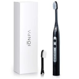 Escova dental elétrica IONIC KISS ionpa DH preta timer 3 modos filamentos extra macios sônica efeito iônico portátil 2 AAA feita no Japão