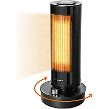 Aquecedor Elétrico Silencioso com Controle Remoto 3 Modos e Temporizador, 1000W, 110v, VIZTY, Preto