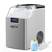 Máquina de Gelo até 19 kg em 24H Portátil com Visor LCD, 110V 220W, HUMHOLD, Prata