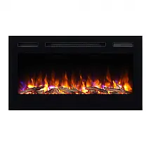 Lareira Elétrica PuraFlame de Embutir A50x91L com Controle Remoto, Luz de LED e Toras, Cristais, 110V, 1500W, Preta