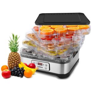 CUSIMAX Máquina Desidratadora de Alimentos com 5 Bandejas, Painel Digital de Controle, 300W, 110V, Prata