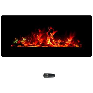 HeliosHestia 34 Wide Wall Mounted Electric Fireplace, Portable Room Heater, Freestanding with Remote and Thermostat