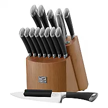 Conjunto de Facas em Aço Inoxidável com Bloco de Bancada, 17 Peças, CHICAGO CUTLERY Stainless Steel, Preto