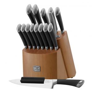 Conjunto de Facas em Aço Inoxidável com Bloco de Bancada, 17 Peças, CHICAGO CUTLERY Stainless Steel, Preto