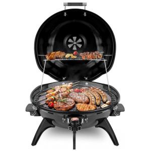 Churrasqueira Grill Elétrica até 15 Porções com Grelha Removível, 110V 1600W, Techwood, Preta