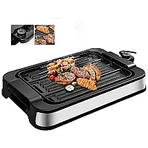 Churrasqueira Elétrica Antiaderente2 em 1, Aço Inoxidável, 1500W, 110v, SIMOE, Prateado