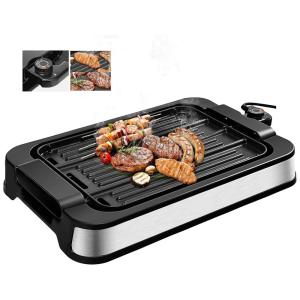 Churrasqueira Elétrica Antiaderente2 em 1, Aço Inoxidável, 1500W, 110v, SIMOE, Prateado