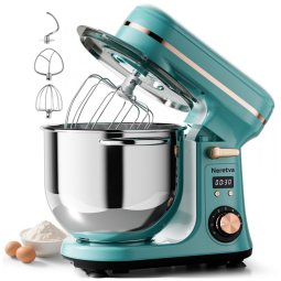 Batedeira Neretva, 6,34litros, 6 Velocidades 400W com Display LED e Capacidade Grande de Aço Inoxidável - Inclui Tigela, Batedor