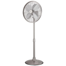 Ventilador de Pedestal Retro Oscilante de Metal com 3 Velocidades, 110V, Good Housekeeping, Níquel Escovado