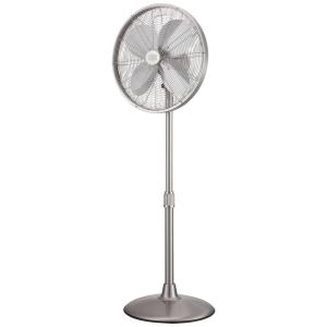 Ventilador de Pedestal Retro Oscilante de Metal com 3 Velocidades, 110V, Good Housekeeping, Níquel Escovado