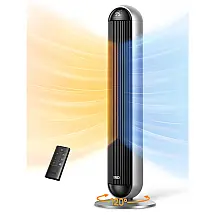 Ventilador e Aquecedor de Torre DREO MC706 Prata 107,85 cm 1500W PTC 17 Níveis Oscilação 120 graus 25dB Timer 12h 120V
