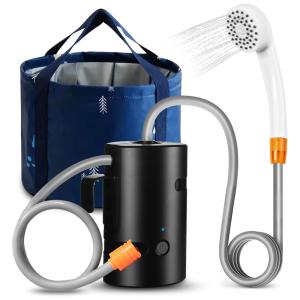 Chuveiro Portátil 20L com Bomba a Pressão e Mangueira para Acampamento, B.TAWD, Azul