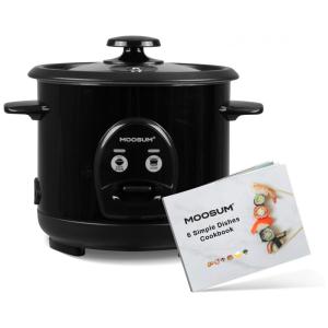 Panela de Arroz Elétrica 0,6 Litros em Aço Inoxidável com Cesto Antiaderente, 110V, MOOSUM, Preta