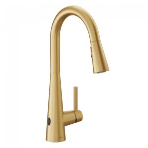 Torneira Cozinha com Sensor de Movimento e Pulverizador Pull Down, Moen Sleek 7864EWBG, Dourada