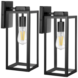 Arandela Luminária Clássica Externa de Parede à prova dágua com Sensor, Base E27, 2 Unidades, HYKOLITY WL D2D 2, Preto