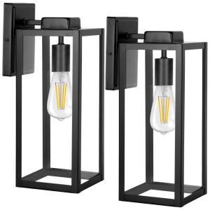 Arandela Luminária Clássica Externa de Parede à prova dágua com Sensor, Base E27, 2 Unidades, HYKOLITY WL D2D 2, Preto