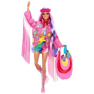 Boneca Barbie Extra Fly com Acessórios para Viagem com Tema do Deserto, Rosa