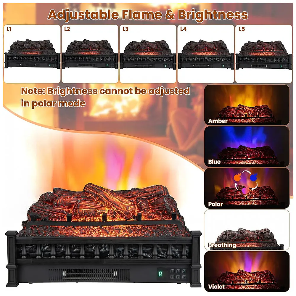 Lareira Elétrica Ecológica 66 cm com Controle Remoto, Temporizador de 8H, 5 Modos de Chama e Brilho, 110V 1500W, GOFLAME — foto 3