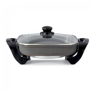 Panela Elétrica Kenmore 30x30cm com Controle de Temperatura - Antiaderente, Tampa de Vidro, Cabos, Grelha - Prepare Refogados e Assados