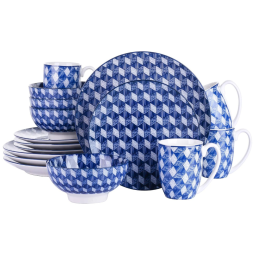 Aparelho de Jantar com 16 Peças em Cerâmica Vancasso Aichi, Azul